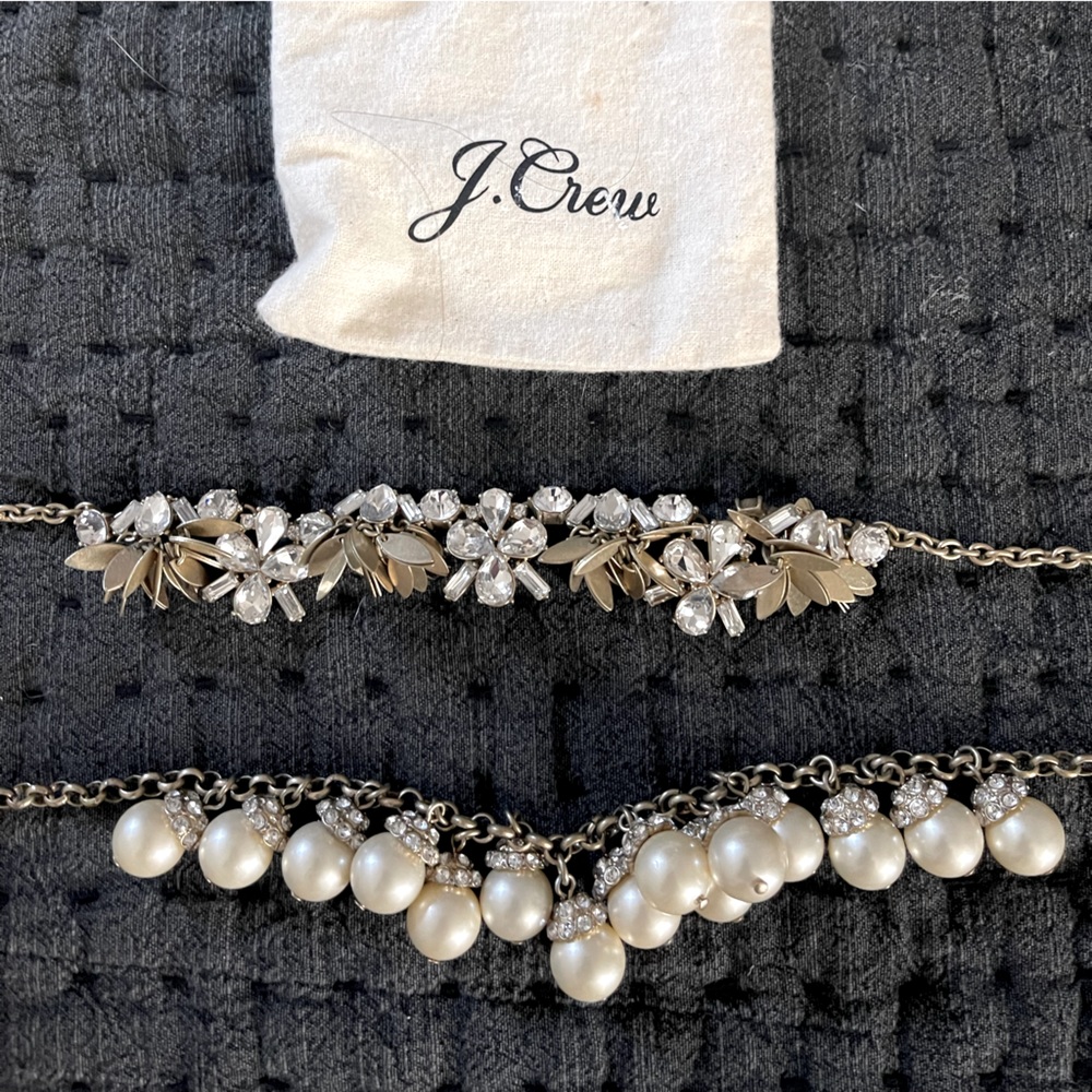 J. Crew Factory Crystal Wings and Hanging Pearl Necklaces